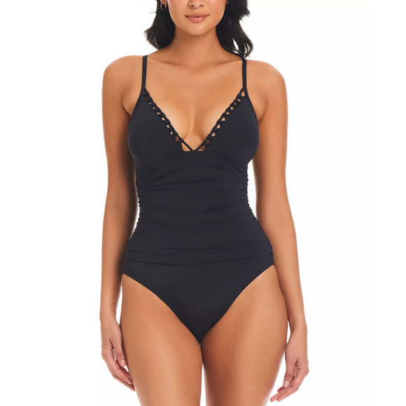Bleu by Rod Beattie Pulling Strings One-Piece Swimsuit Black Size 6 - Picture 1 of 3